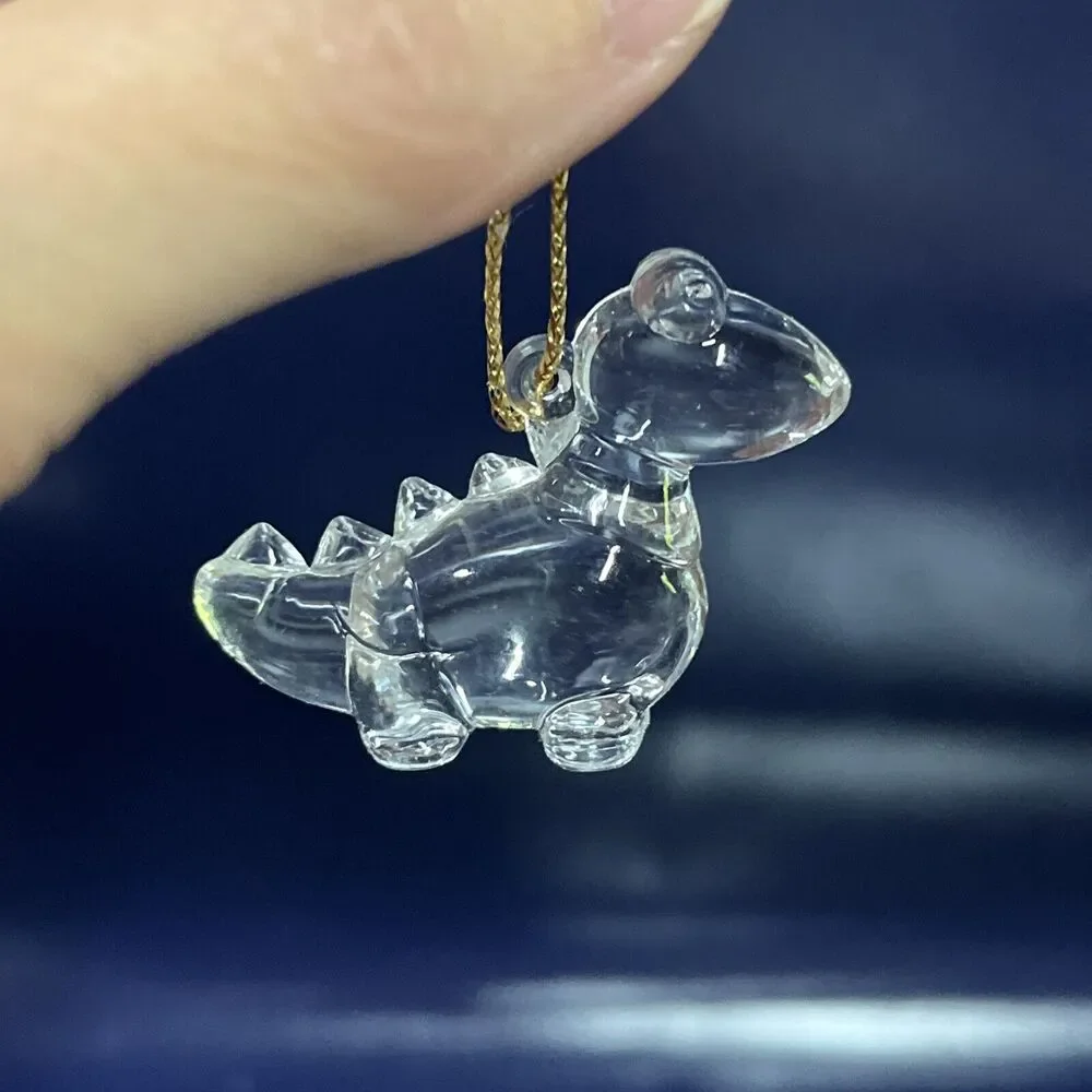 VTG Lot Of 10 Various Dinosaur Clear Acrylic christmas ornaments 1.5-2” Rare -D8
